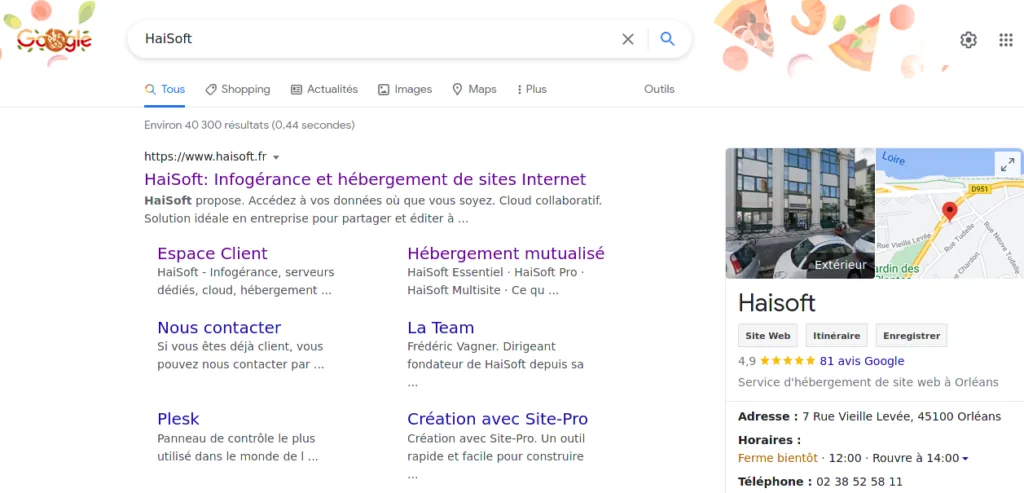 Příklad zobrazení webu HaiSoft ve výsledcích vyhledávání
